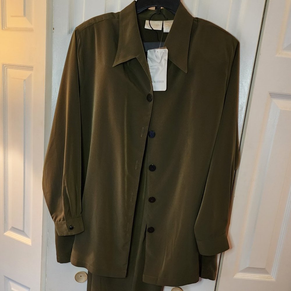 Christie and Jill Shirt Two Piece Sets High Waist Wide Leg Pants Suit Casual Ele - Picture 8 of 15